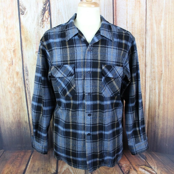 Pendleton Wool Board Shirt Tartan Plaid VTG Large - Picture 2 of 8